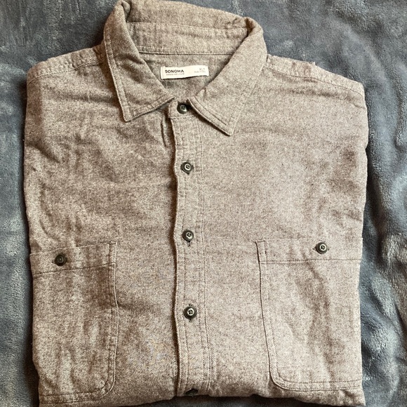 Sonoma Men's Light Gray Shirt Flannel - Picture 1 of 4